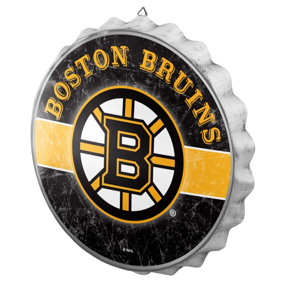 NHL Boston Bruins  Sign  Bottle Cap Wall Distressed-Round Man Cave Metal